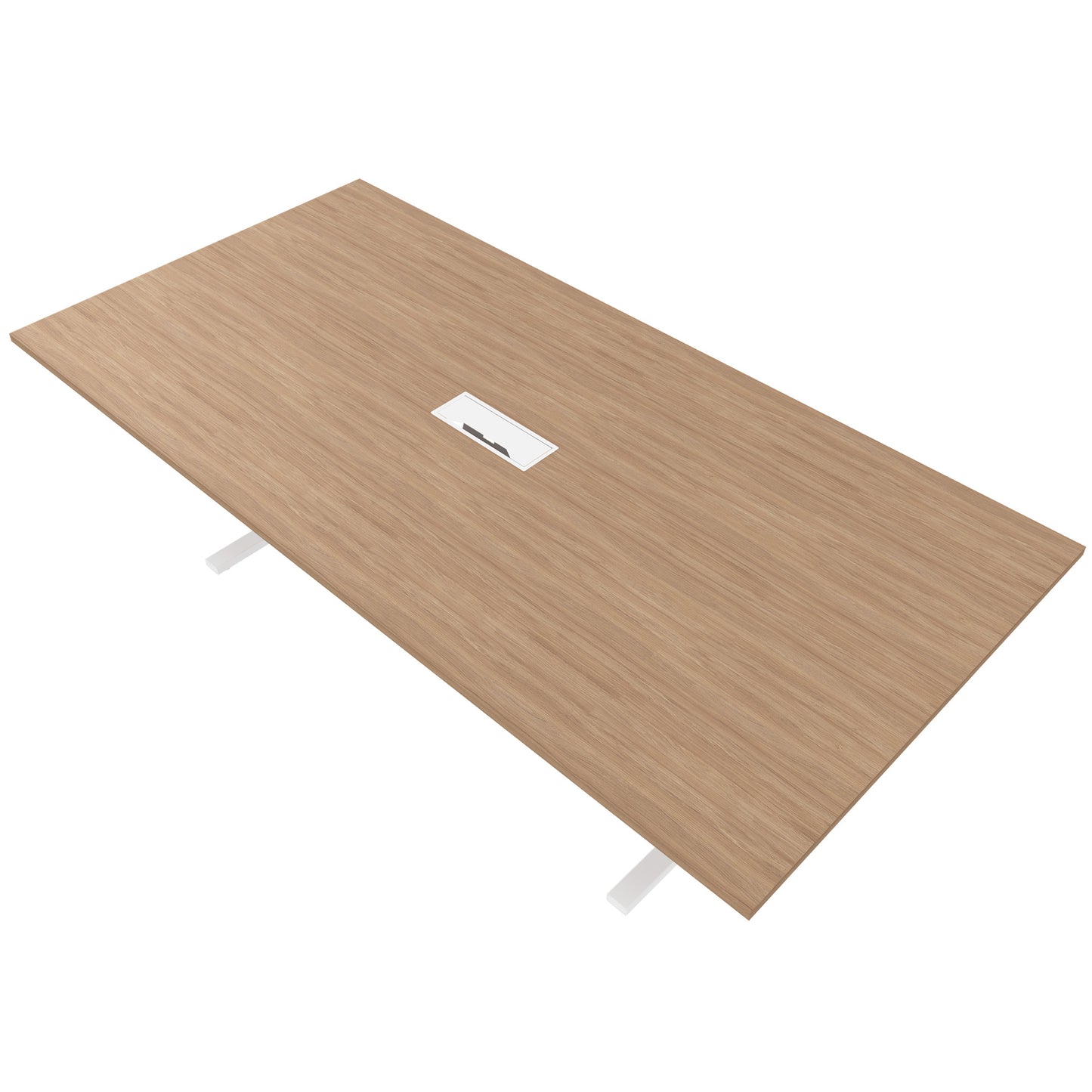 Table de conférence T-EASY | 2400 x 1200 mm (10 - 12 personnes), électrifié, chêne ambré