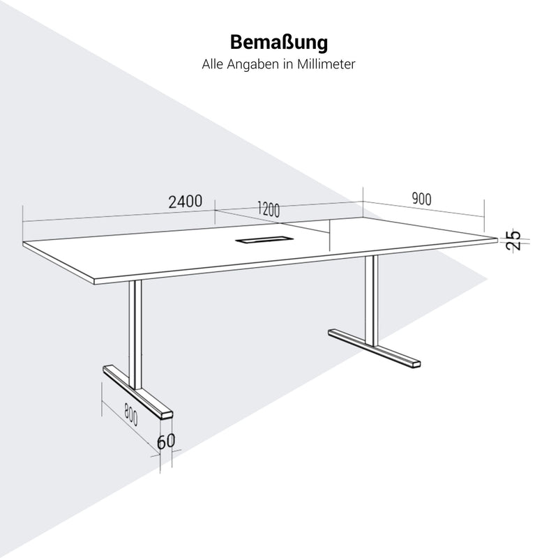 T-EASY Tableau de conférence | 2400 x 1200 mm (10 - 12 personnes), électrifié, chêne ambre - 14 Main Image