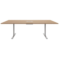 Table de conférence T-EASY | 2400 x 1200 mm (10 - 12 personnes), électrifié, chêne ambré