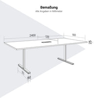T-EASY Tabella della conferenza | 2400 x 1200 mm (10-12 persone), elettrificato, noce