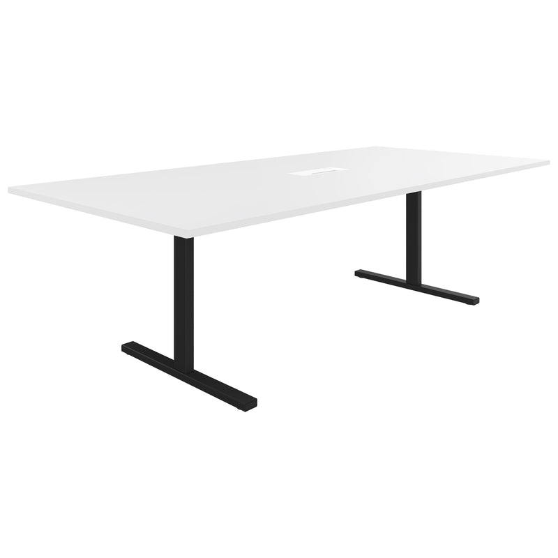 T-EASY Konferenztisch | 2400 x 1200 mm (10 - 12 Personen), elektrifiziert, Weiß - 1 Main Image