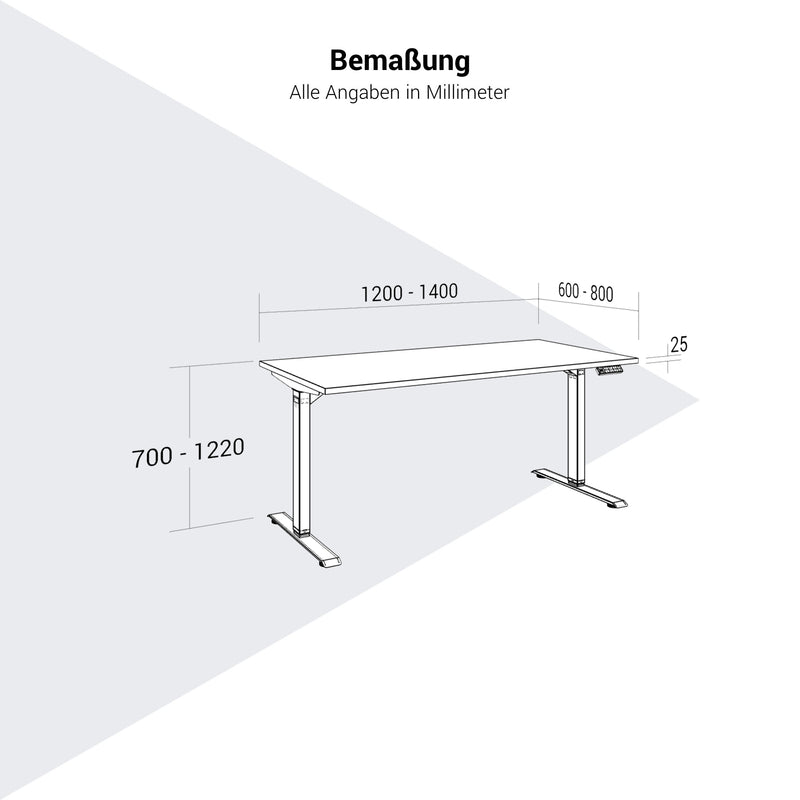 TELDRA Home, 2-motor desk | 1200 - 1400 mm, electrically height adjustable, pearl gray - 5 Main Image