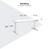 TELDRA Accueil, bureau à 2 moteurs | 1200 - 1600 mm, réglable à hauteur électrique, noir