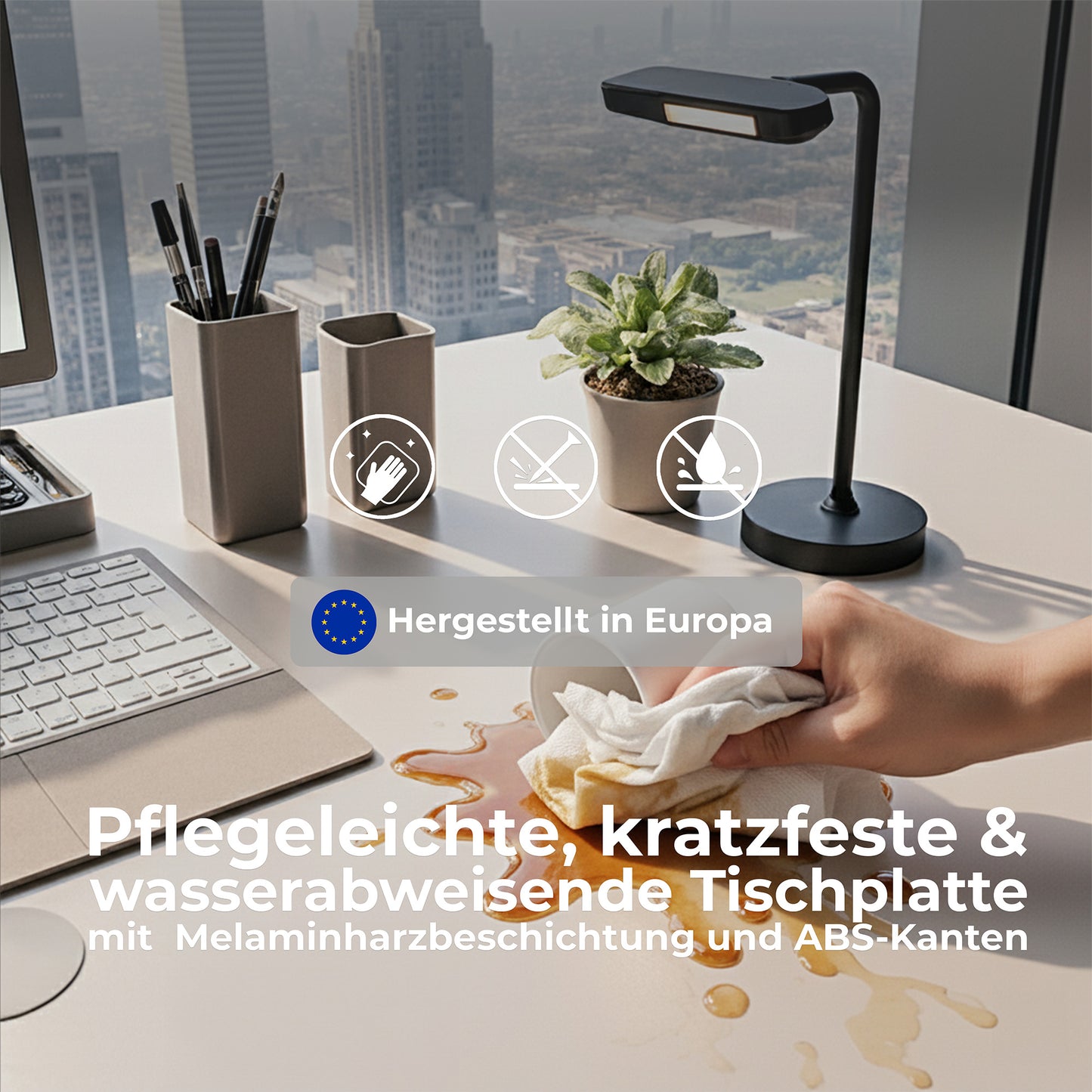 TELDRA Home, 2-Motoren-Schreibtisch | 1200 - 1600 mm, elektrisch höhenverstellbar, Weiß