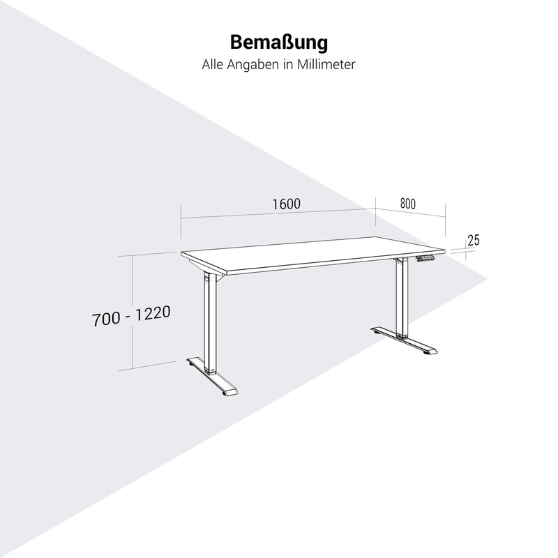 TELDRA Home, 2-Motoren-Schreibtisch | 1600 x 800 mm, elektrisch höhenverstellbar,            Wildeiche - 7 Main Image