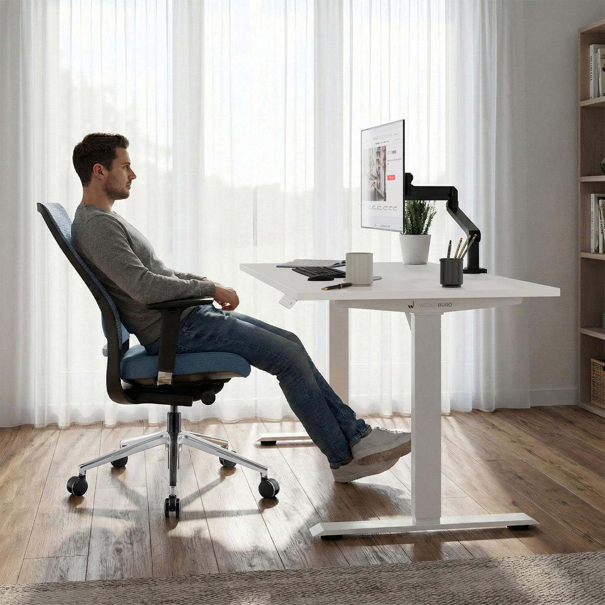 TELDRA Home, 2-Motoren-Schreibtisch | 1600 x 800 mm, elektrisch höhenverstellbar,            Wildeiche