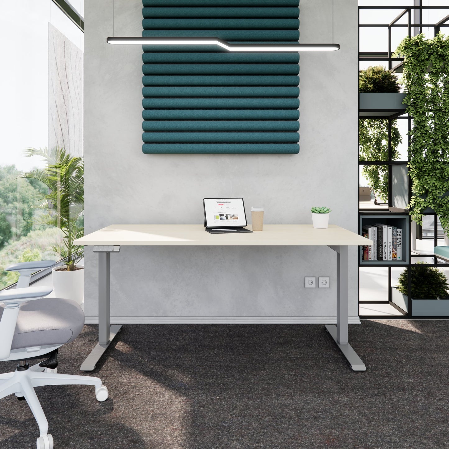 TELDRA Home, 2-Motoren-Schreibtisch | 1600 x 800 mm, elektrisch höhenverstellbar, Ahorn