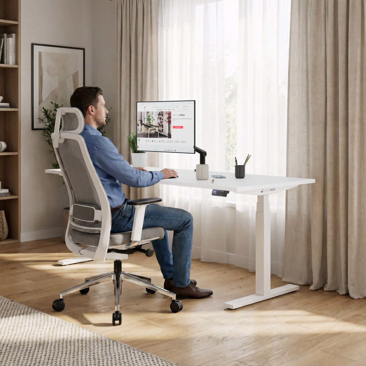 TELDRA Office, 2-motor desk | 1200 - 1800 mm, electrically height-adjustable, pearl gray 