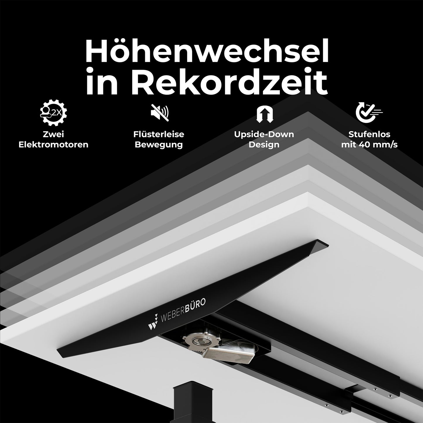 TELDRA Office, 2-Motoren-Schreibtisch | 1200 - 1800 mm, elektrisch höhenverstellbar, Sandgrau