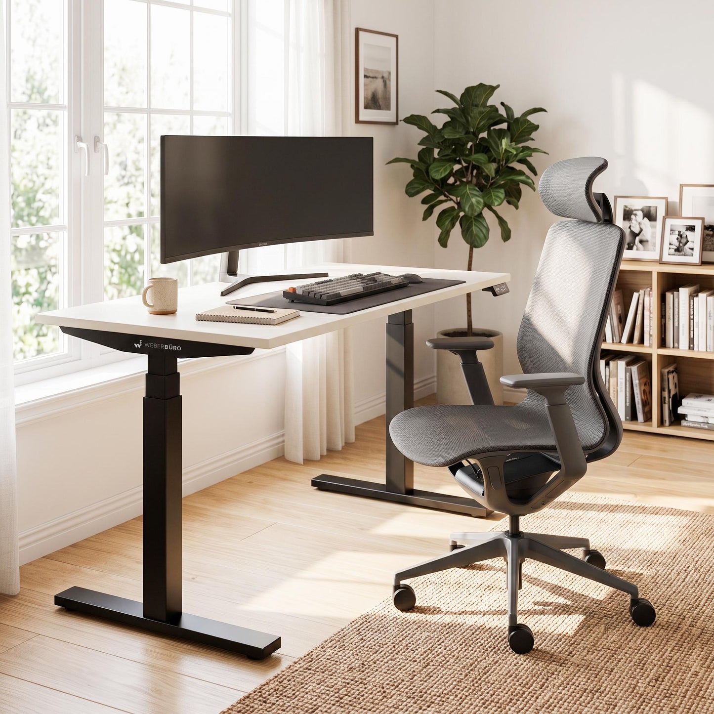 TELDRA Office, 2-Motoren-Schreibtisch | 1200 - 1800 mm, elektrisch höhenverstellbar, Sandgrau