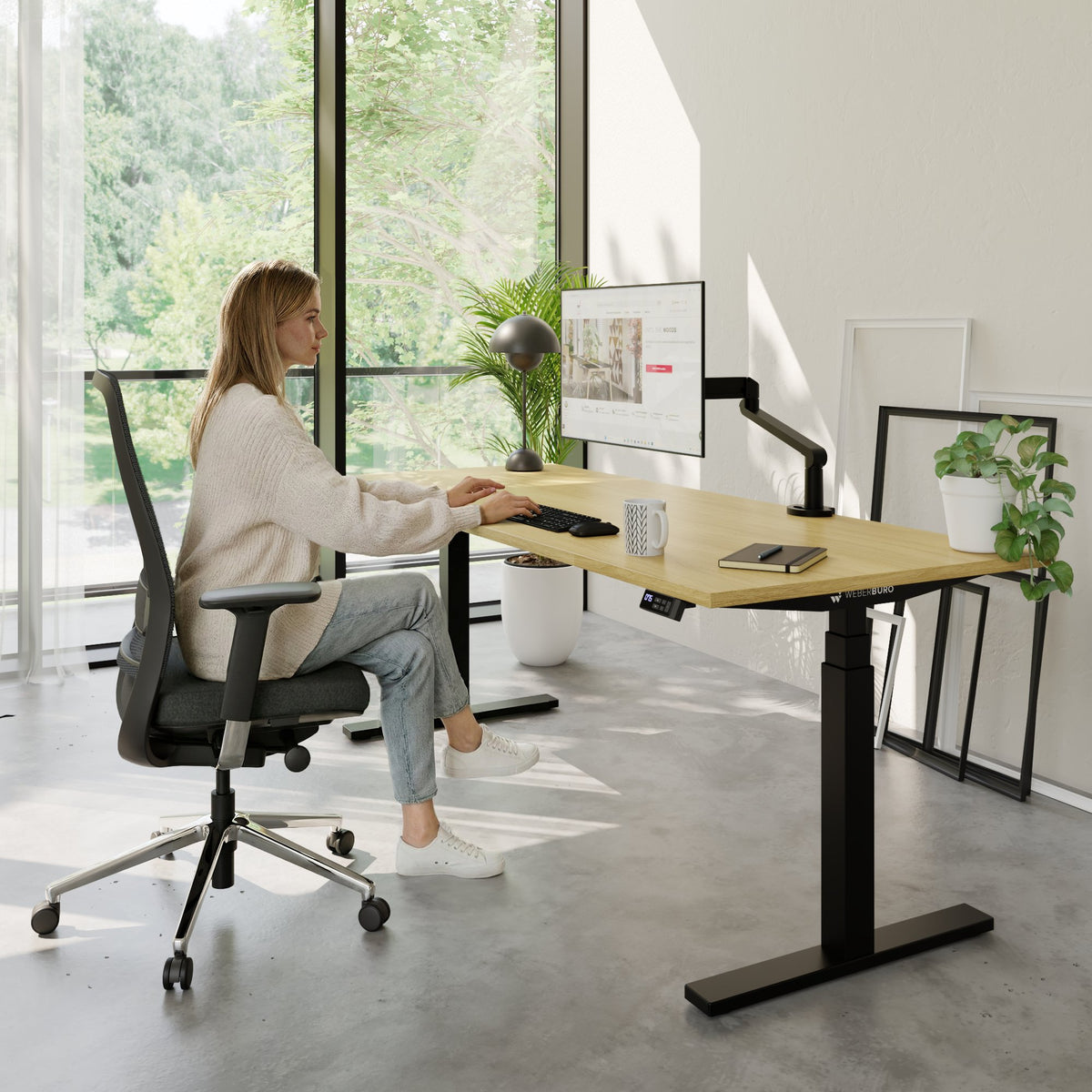TELDRA Office, 2-Motoren-Schreibtisch | 1200 - 2000 mm, elektrisch höhenverstellbar, Bernsteineiche