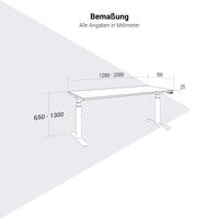 TELDRA Office, 2-motor desk | 1200 - 2000 x 800 mm, electrically height adjustable, amber oak