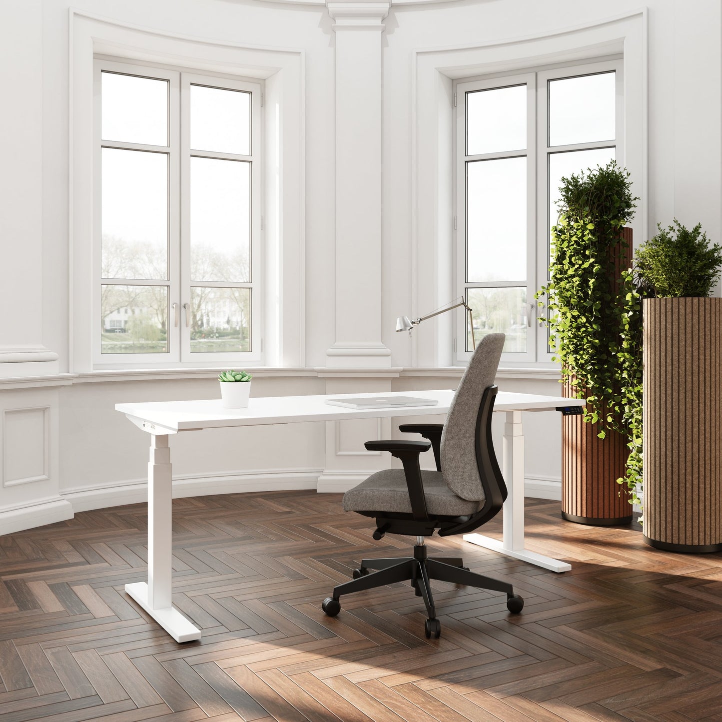 TELDRA Office, 2-Motoren-Schreibtisch | 1200 - 2000 x 800 mm, elektrisch höhenverstellbar, Weiß