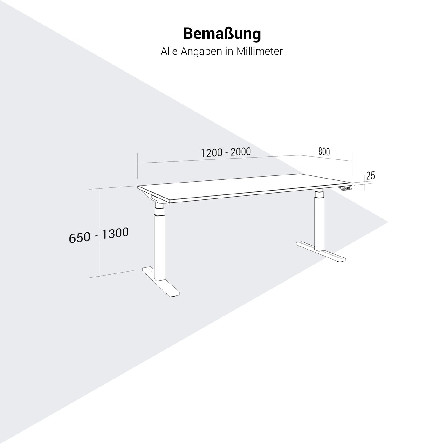 TELDRA Office, 2-motor desk | 1200 - 2000 x 800 mm, electrically height adjustable, white