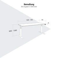 TELDRA Office, 2-motor desk | 1600 - 1800 x 800 mm, electrically height adjustable, anthracite