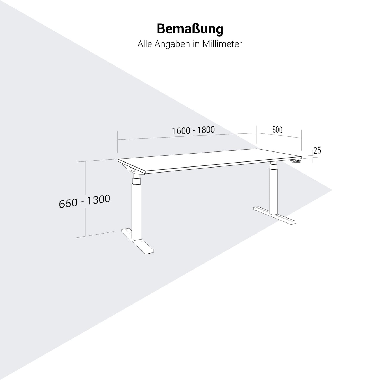 TELDRA Office, 2-motor desk | 1600 - 1800 x 800 mm, electrically height adjustable, cubanite gray