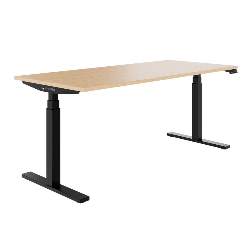 TELDRA Office, 2-Motoren-Schreibtisch | 1600 - 1800 x 800 mm, elektrisch höhenverstellbar, Echtholz-Furnier Eiche