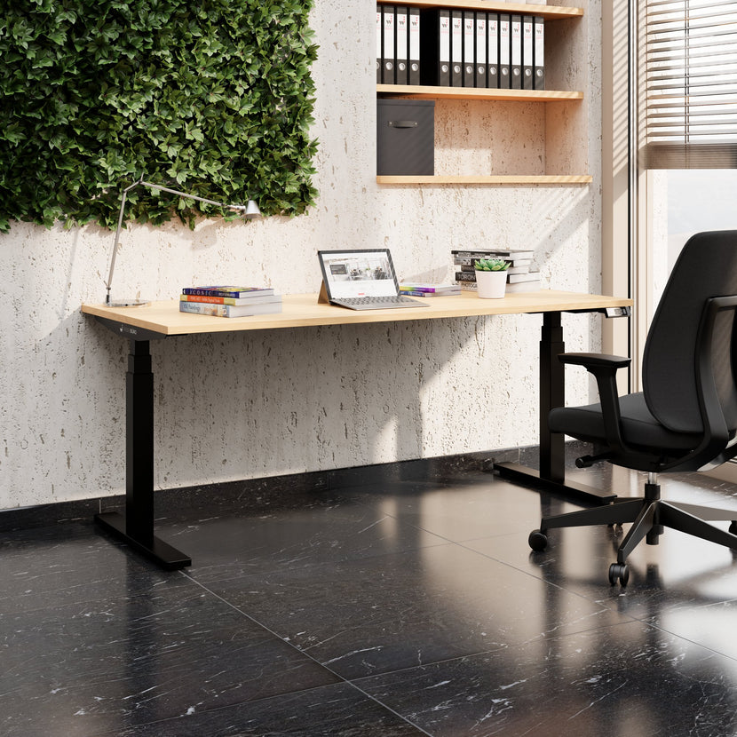 TELDRA Office, 2-Motoren-Schreibtisch | 1600 - 1800 x 800 mm, elektrisch höhenverstellbar, Echtholz-Furnier Eiche
