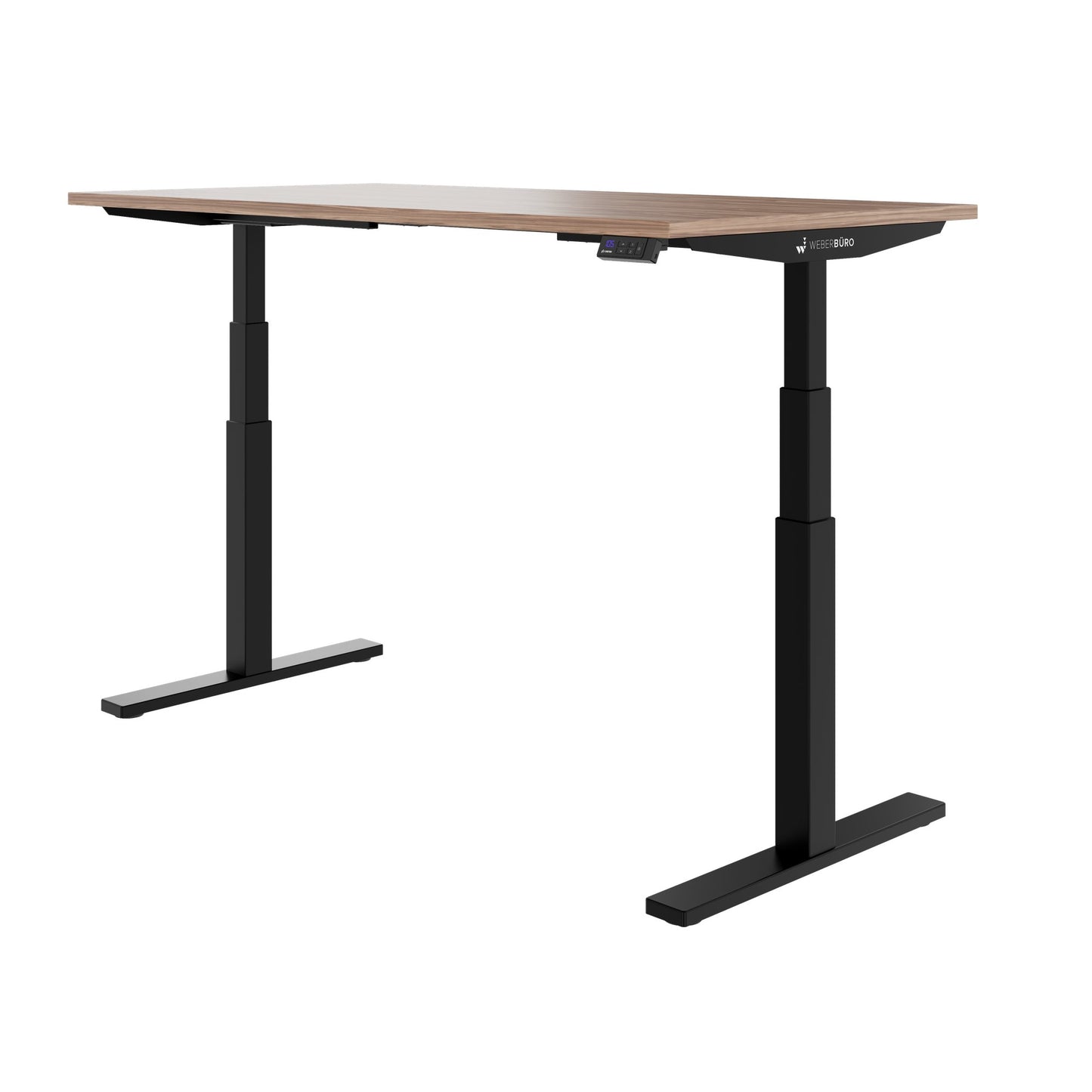 TELDRA Office, 2-Motoren-Schreibtisch | 1600 - 1800 x 800 mm, elektrisch höhenverstellbar, Echtholz-Furnier Nussbaum