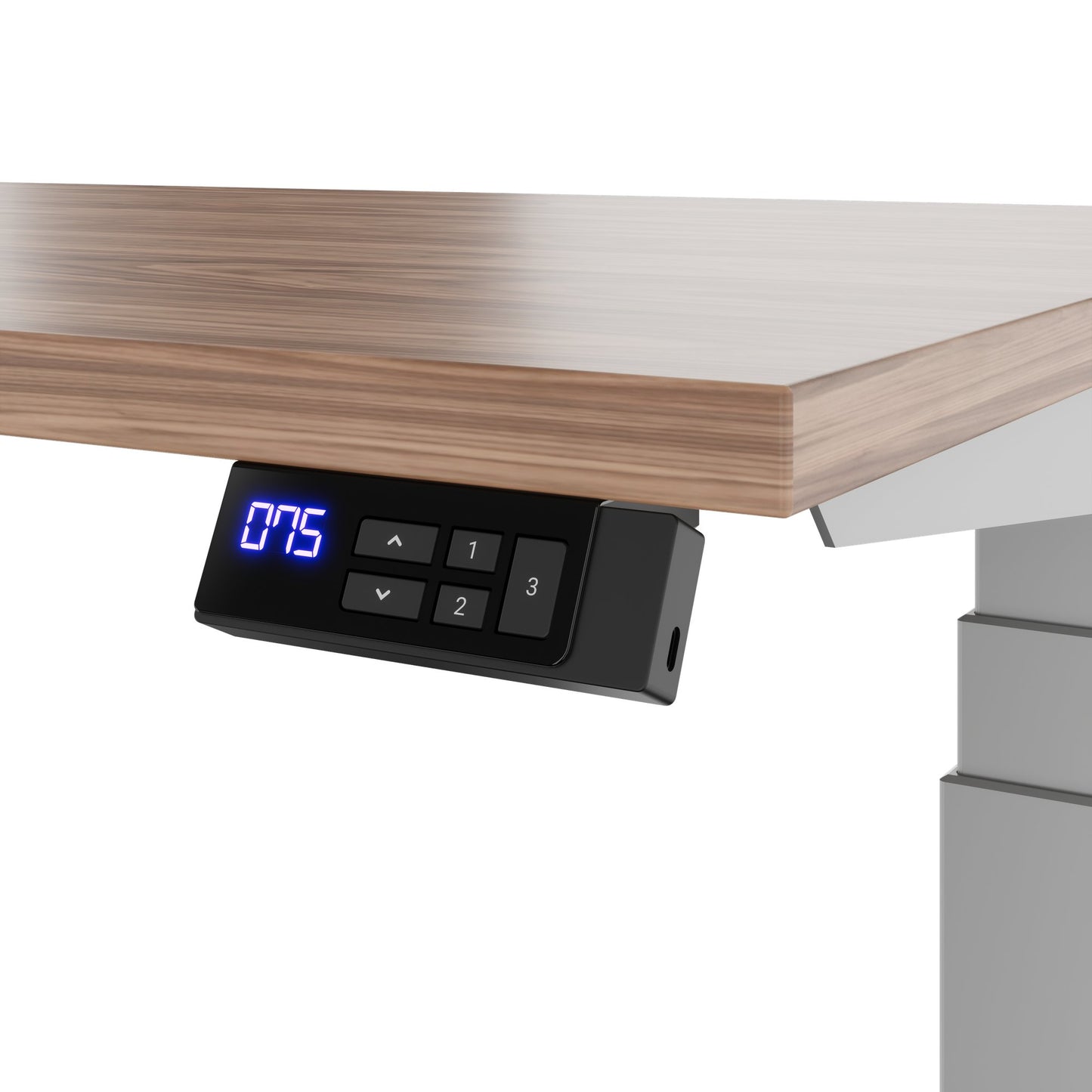 TELDRA Office, 2-motor desk | 1600 - 1800 x 800 mm, electrically height adjustable, real wood veneer walnut