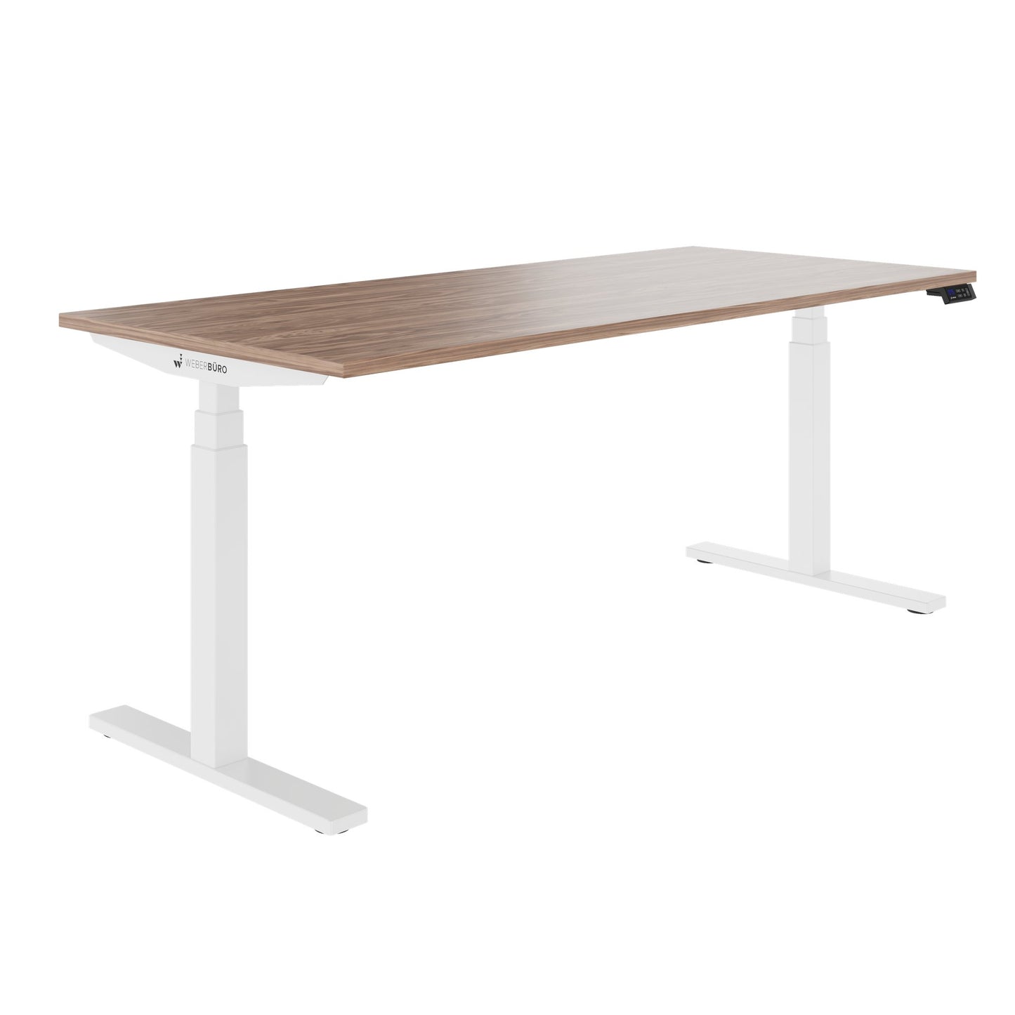 TELDRA Office, 2-motor desk | 1600 - 1800 x 800 mm, electrically height adjustable, real wood veneer walnut