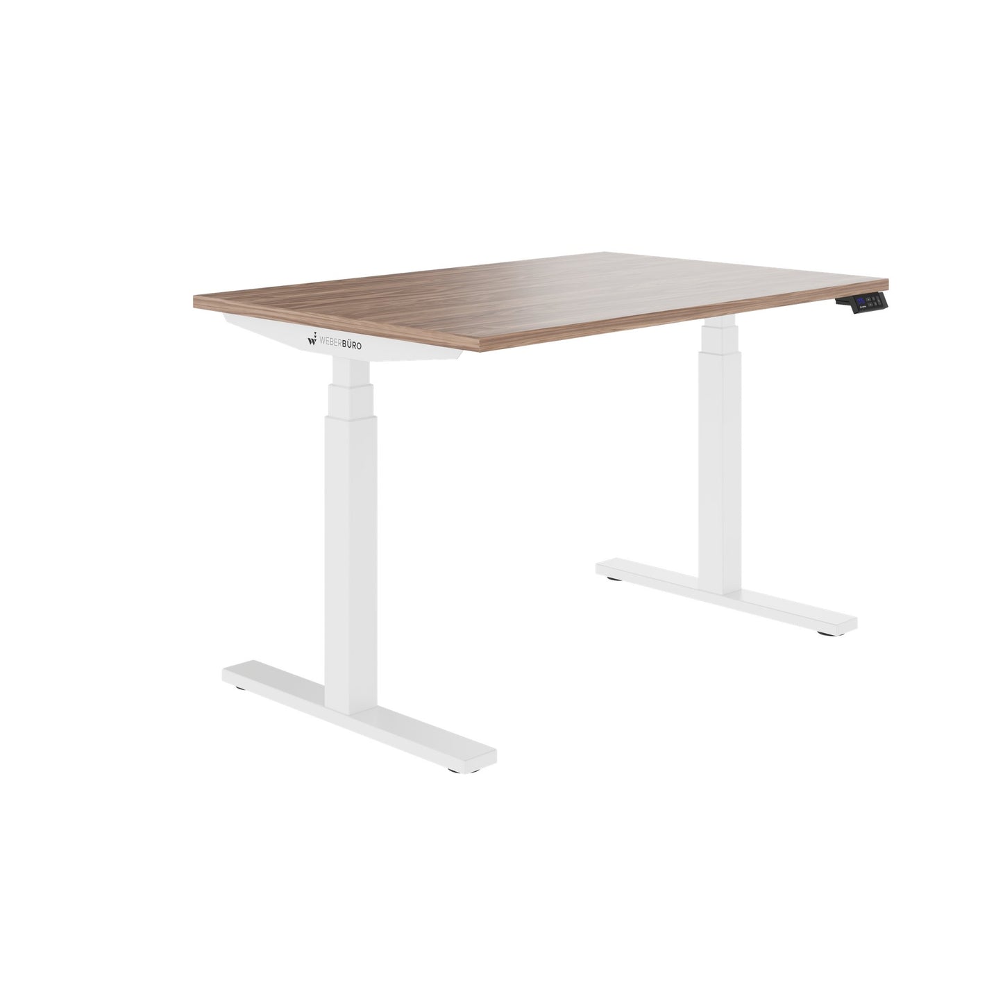 TELDRA Office, 2-motor desk | 1600 - 1800 x 800 mm, electrically height adjustable, real wood veneer walnut