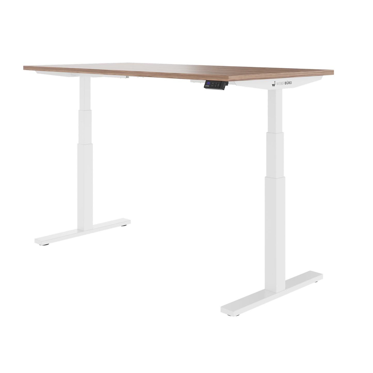 TELDRA Office, 2-motor desk | 1600 - 1800 x 800 mm, electrically height adjustable, real wood veneer walnut