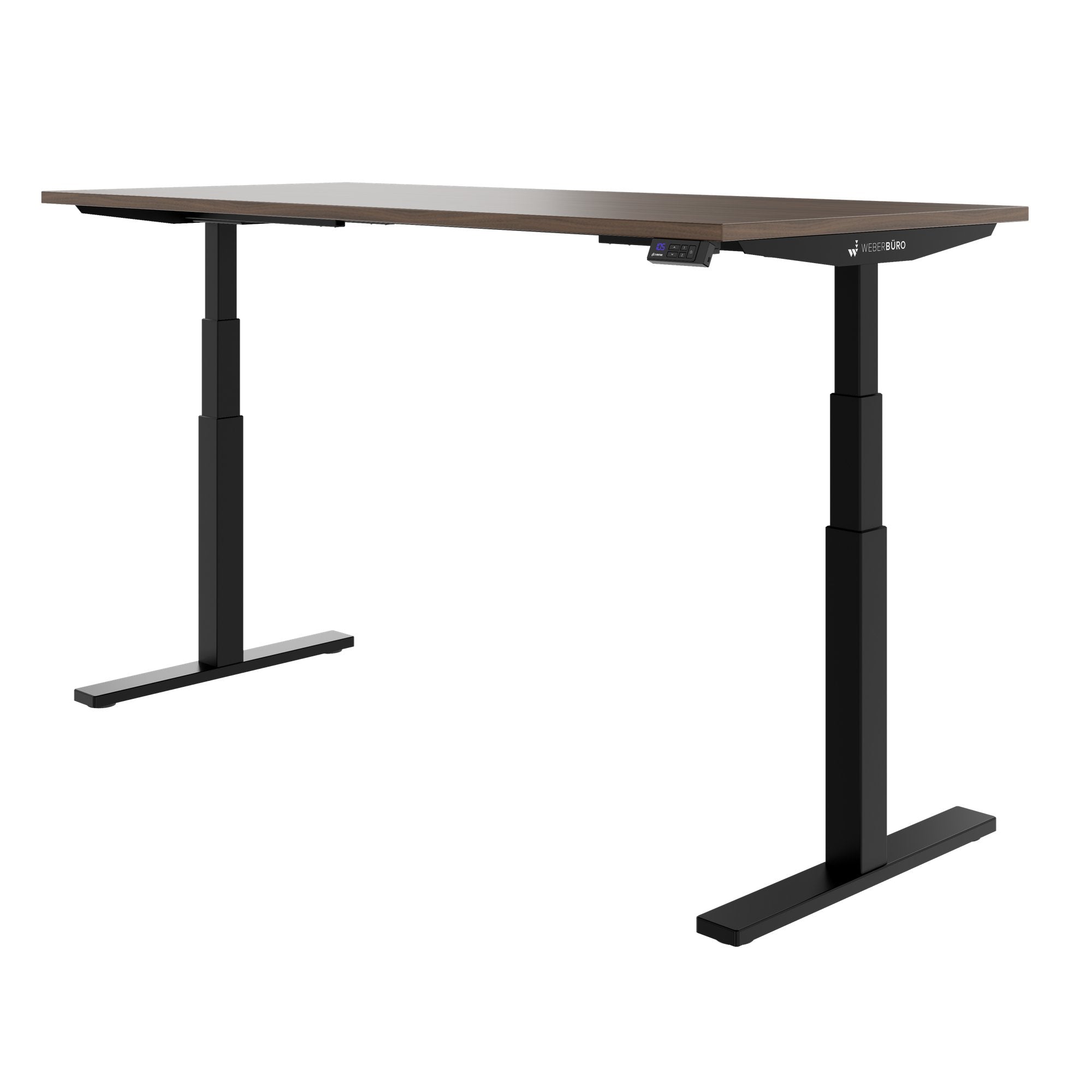 TELDRA Office, 2-Motoren-Schreibtisch | 1600 - 1800 x 800 mm, elektrisch höhenverstellbar, Nussbaum