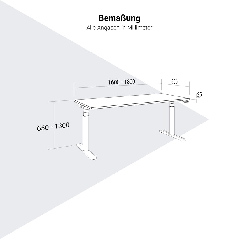TELDRA Office, 2-Motoren-Schreibtisch | 1600 - 1800 x 800 mm, elektrisch höhenverstellbar, Wildeiche