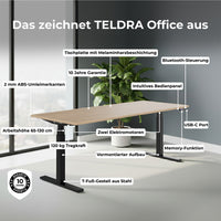 TELDRA Office, 2-Motoren-Schreibtisch | 1600 - 1800 x 800 mm, elektrisch höhenverstellbar, Wildeiche