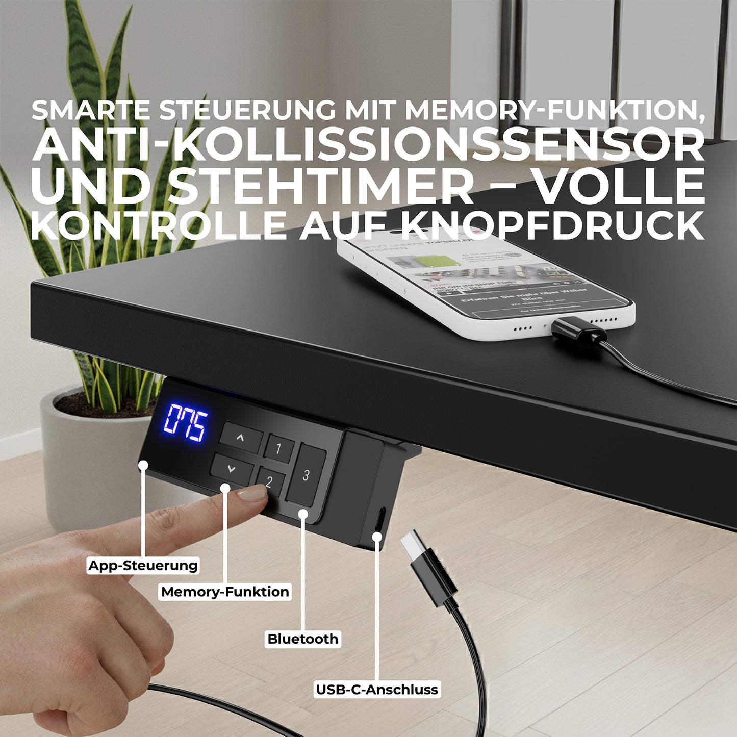 TELDRA Office Motoretical frame | 1050 - 1700 mm, electrically height adjustable