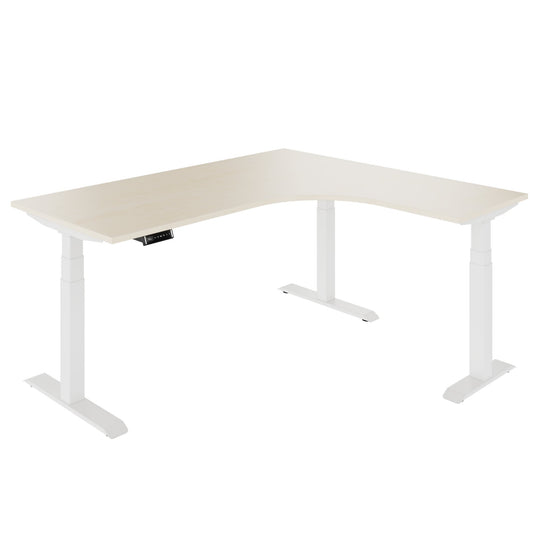 TELDRA PRO, Tabella da scrivania angolare a 3 motori | 1800 x 1600 mm, regolabile in altezza elettricamente, acero