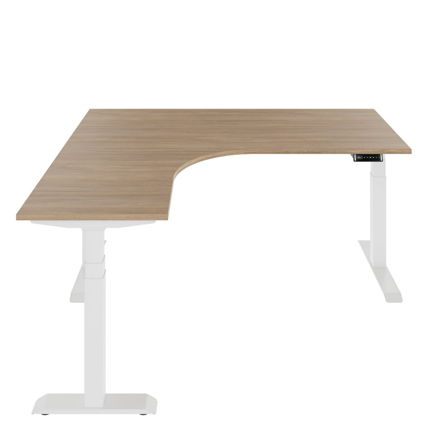 TELDRA Pro, 3-Motoren-Winkelschreibtisch | 1800 x 1600 mm, elektrisch höhenverstellbar, Bernsteineiche