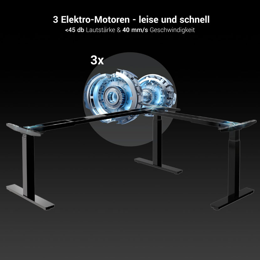 TELDRA Pro, 3-Motoren-Winkelschreibtisch | 1800 x 1600 mm, elektrisch höhenverstellbar, Bernsteineiche