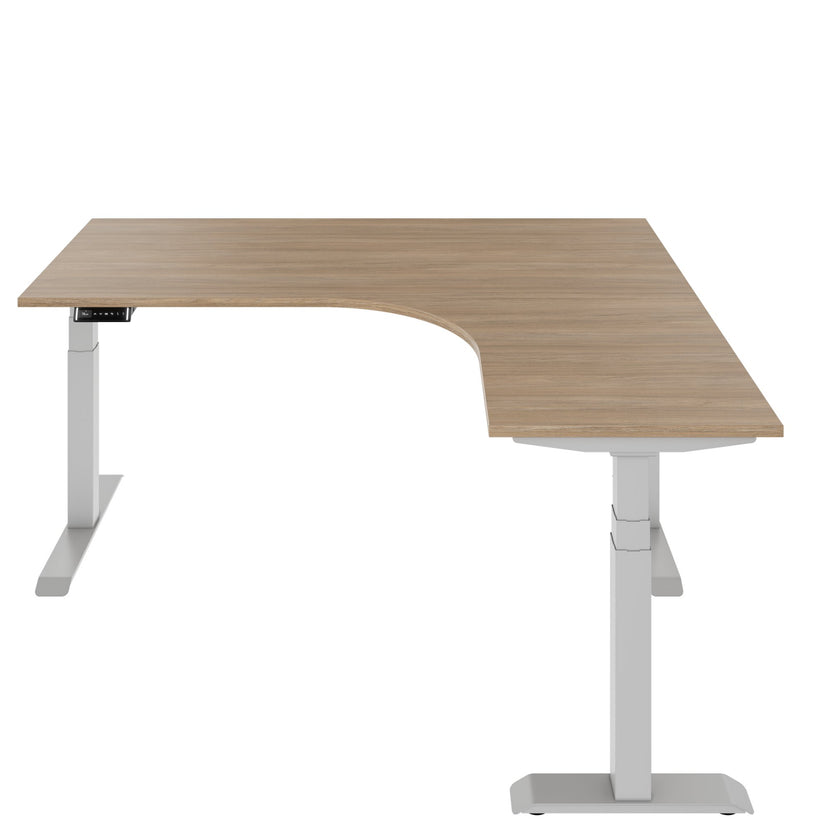 TELDRA Pro, 3-Motoren-Winkelschreibtisch | 1800 x 1600 mm, elektrisch höhenverstellbar, Bernsteineiche