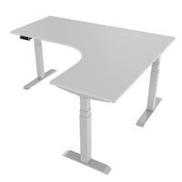 TELDRA Pro, tavolo da scrivania angolare a 3 motori | 1800 x 1600 mm, regolabile in altezza elettricamente, grigio perla