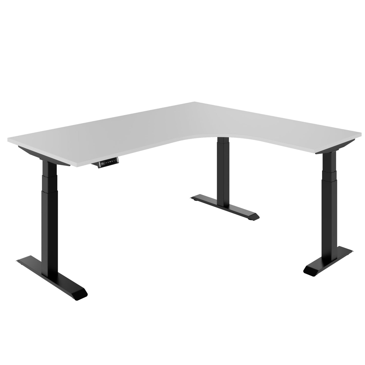 TELDRA Pro, 3-motor corner desk | 1800 x 1600 mm, electrically height-adjustable, pearl gray