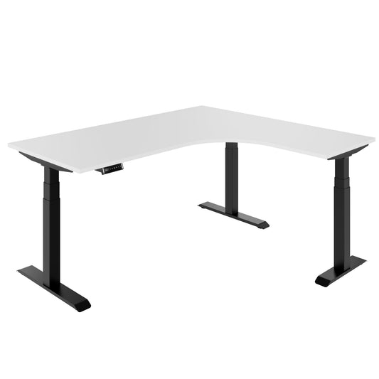 TELDRA PRO, Tabella da scrivania angolare a 3 motori | 1800 x 1600 mm, regolabile in altezza elettricamente, bianco