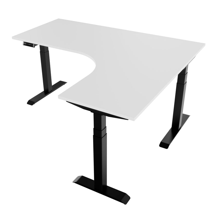 TELDRA Pro, 3-Motoren-Winkelschreibtisch | 1800 x 1600 mm, elektrisch höhenverstellbar, Weiß