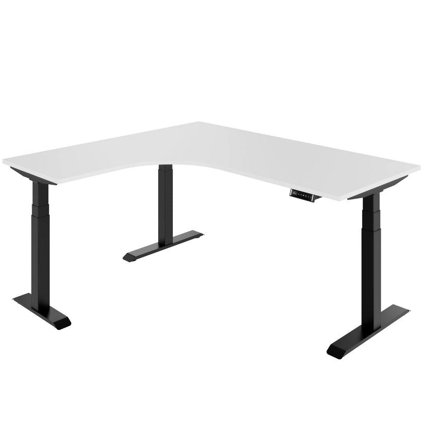 TELDRA Pro, 3-Motoren-Winkelschreibtisch | 1800 x 1600 mm, elektrisch höhenverstellbar, Weiß