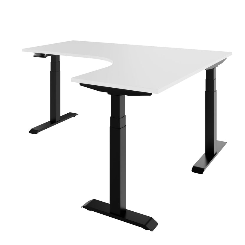 TELDRA Pro, 3-Motoren-Winkelschreibtisch | 1800 x 1600 mm, elektrisch höhenverstellbar, Weiß