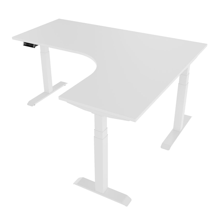 TELDRA Pro, 3-Motoren-Winkelschreibtisch | 1800 x 1600 mm, elektrisch höhenverstellbar, Weiß