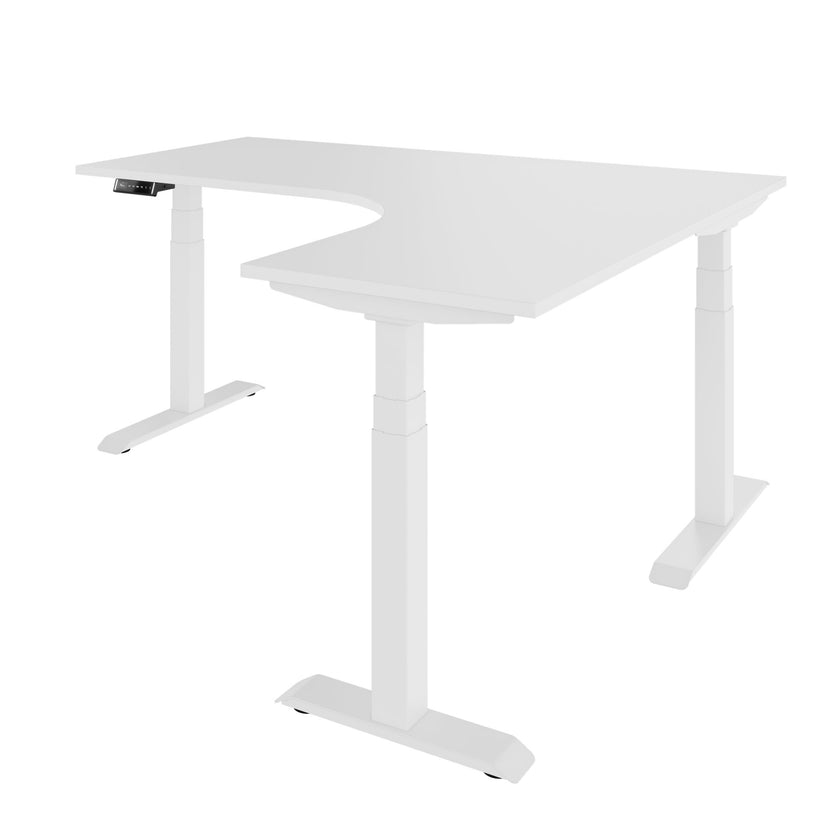 TELDRA Pro, 3-Motoren-Winkelschreibtisch | 1800 x 1600 mm, elektrisch höhenverstellbar, Weiß