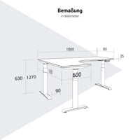 TELDRA PRO, 3-Motoren-Winkelschreibtisch | 1800 x 1600 mm, elektrisch höhenverstellbar, Weiß