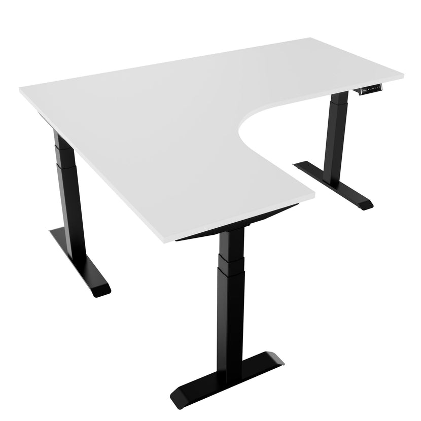 TELDRA Pro, 3-Motoren-Winkelschreibtisch | 1800 x 1600 mm, elektrisch höhenverstellbar, Weiß
