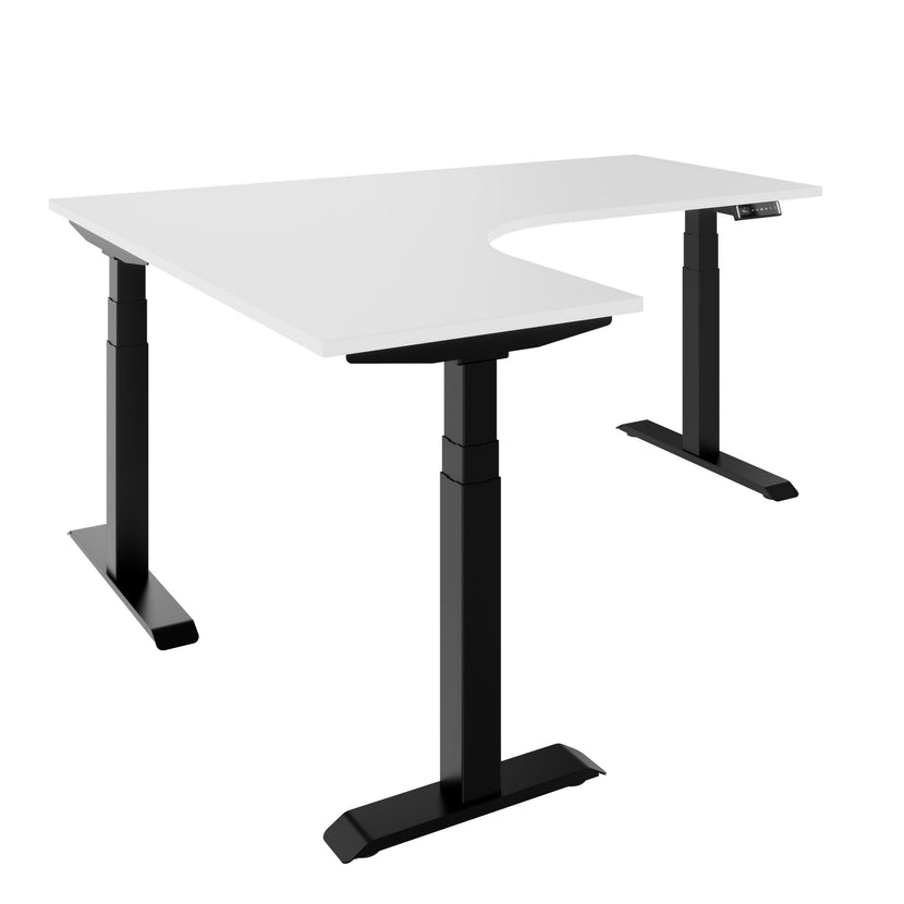 TELDRA Pro, 3-Motoren-Winkelschreibtisch | 1800 x 1600 mm, elektrisch höhenverstellbar, Weiß