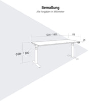 TELDRA 2.0, bureau à 2 moteurs | 1200 - 1800 mm, réglable en hauteur électriquement, gris perle