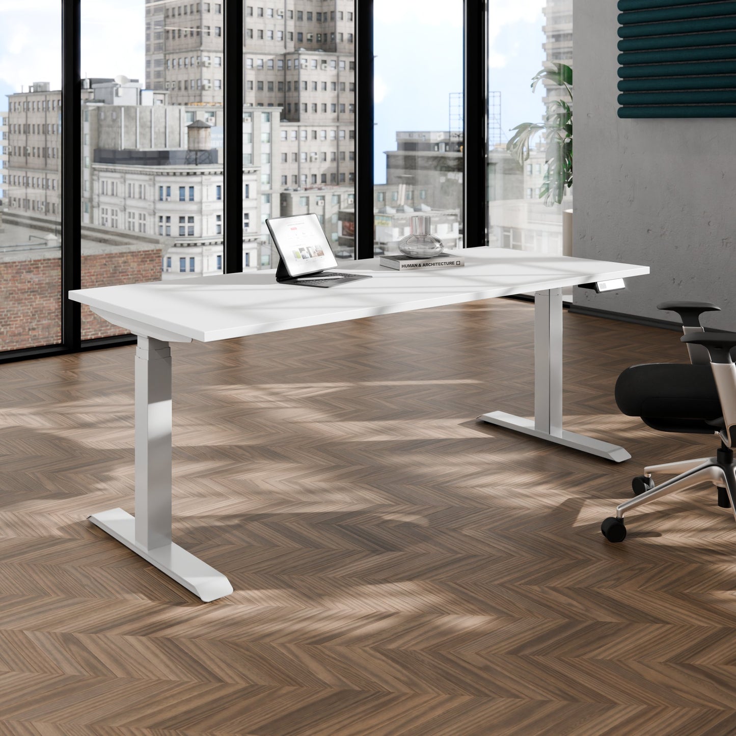 TELDRA Pro, Bureau à 2 moteurs | 1200 - 2000 mm, réglable à hauteur électrique, blanc