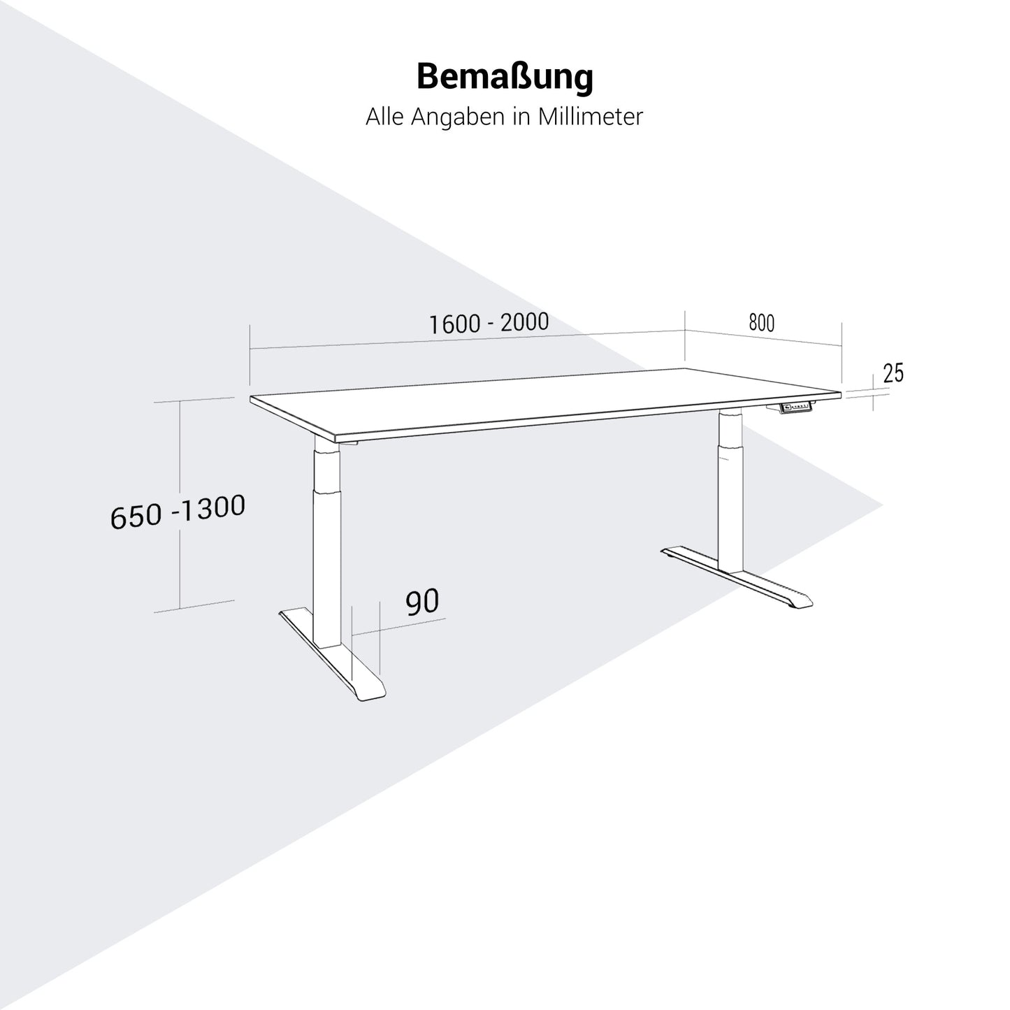 TELDRA Pro, 2-Motoren-Schreibtisch | 1200 - 2000 mm, elektrisch höhenverstellbar, Wildeiche
