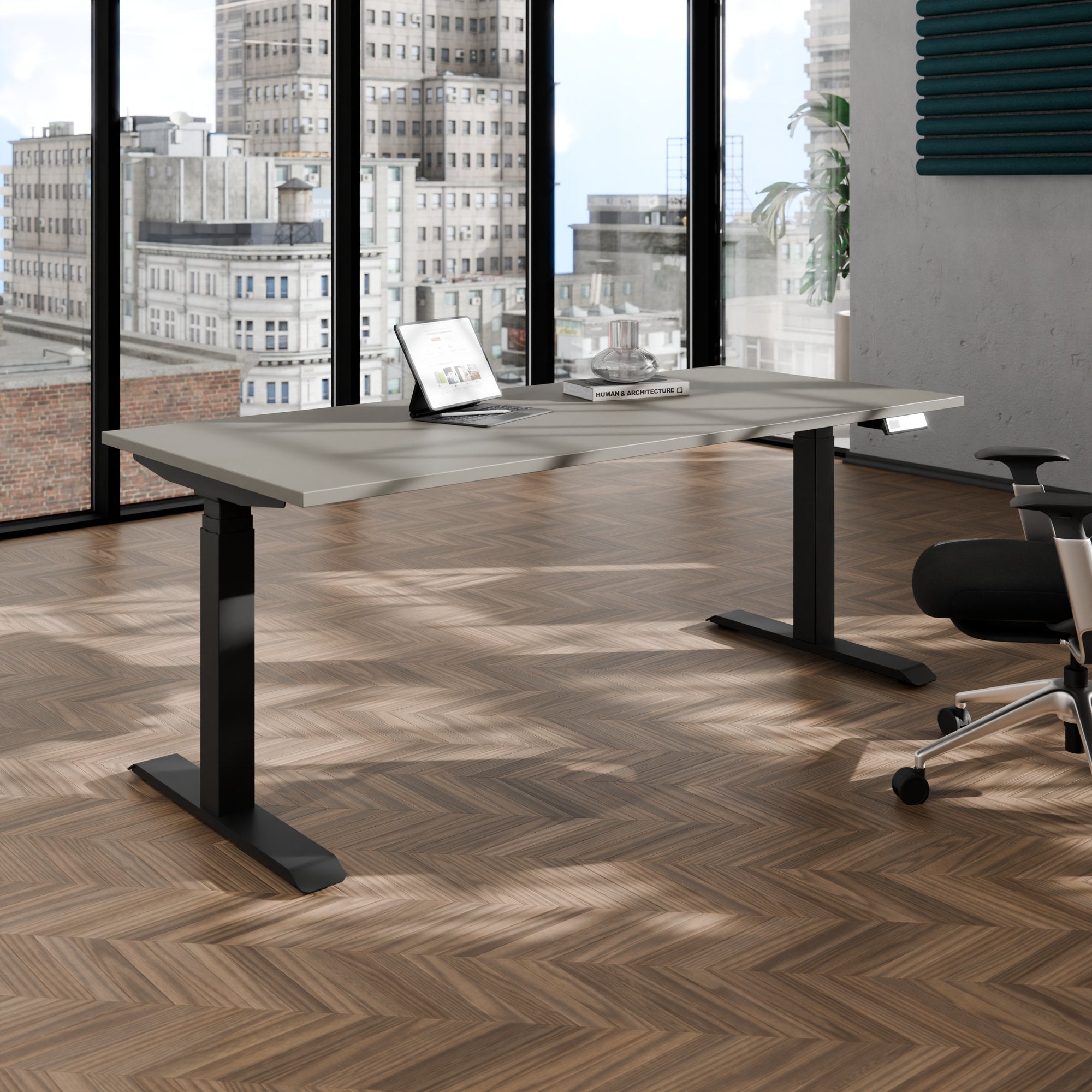 TELDRA Pro, Desk a 2 motori | 1600-1800 mm, regolabile in altezza elettricamente, grigio cubanite